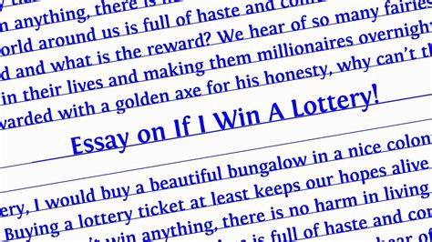 if i ever win a prize it will be for|If I Win A Lottery! Essay .